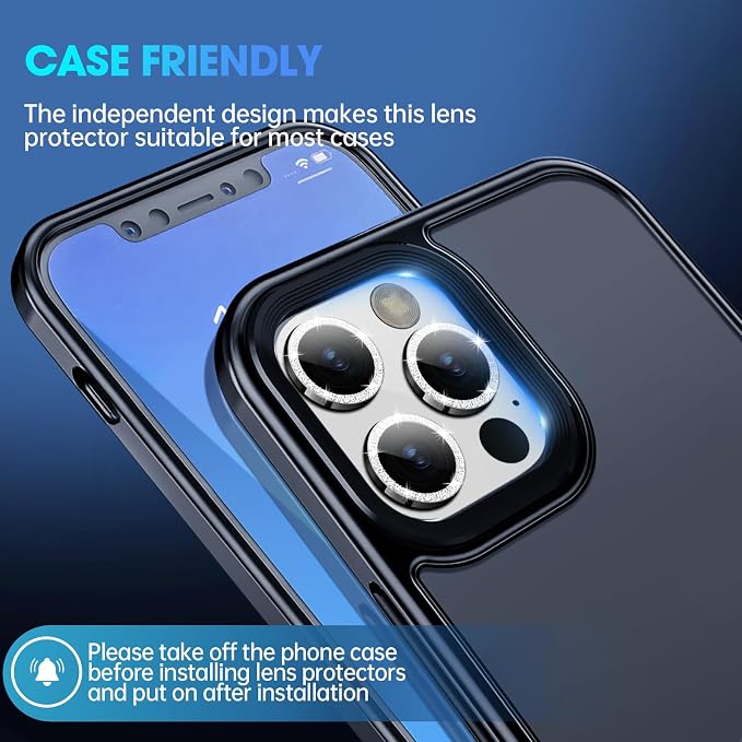 for iPhone 15 Pro/iPhone 15 Pro Max Camera Lens Protector Bling Individual