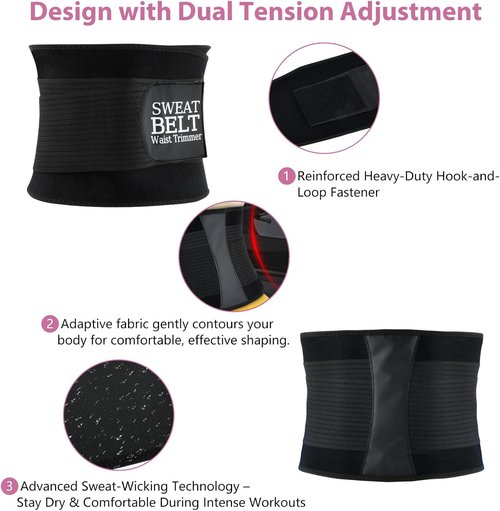 Lisacool Waist Trainer for Women - Sweat Band Waist Trimmer for Effective Belly Control | Adjustable Fit
