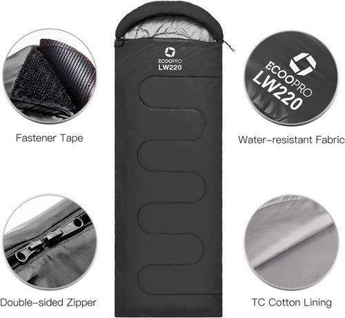 ECOOPRO Warm Weather Sleeping Bag - Portable & Waterproof Comfort | Compact Design for Camping & Hiking - 83" L x 30" W