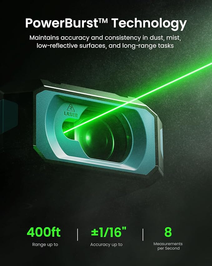 MILESEEY S50 Green-Beam Laser Distance Measure - 400ft Laser Measure