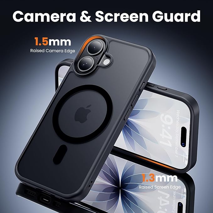 toushion 3 in 1 for iPhone 17 Case Matte Black, Fits MagSafe, Screen