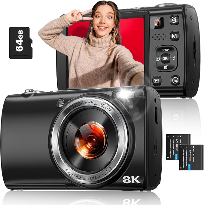 8K Digital Camera for Photography, 88MP WiFi Vlogging Camera for YouTube