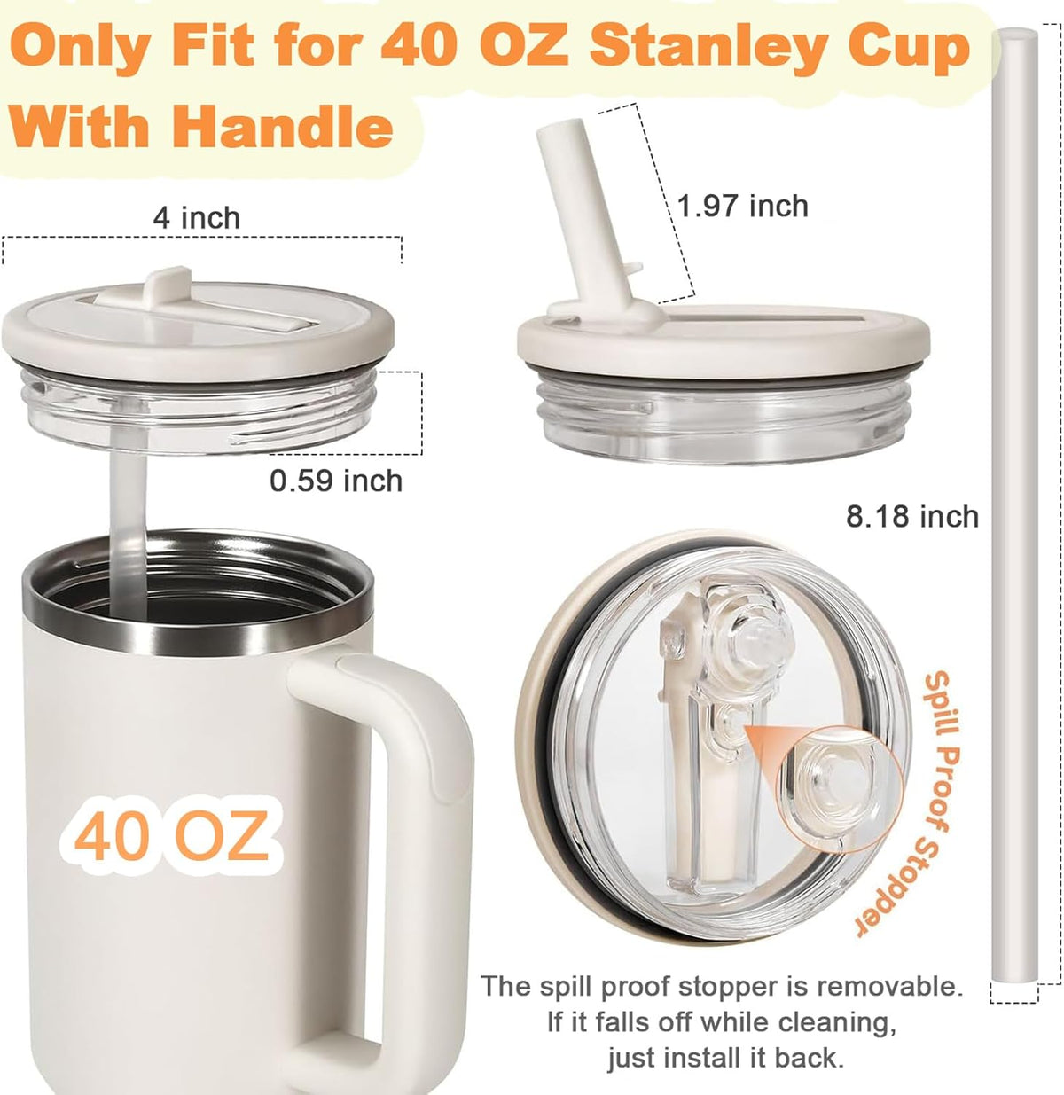 Stanley | 2-Pack 40 oz Flip Straw Leak-Proof Lid Replacement - No Spill Cover for H2.0 Quencher