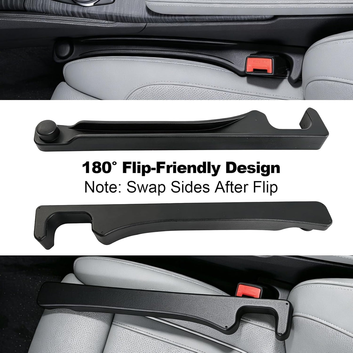 Car Seat Gap Filler 2 Pack with 180° Flip Design - Premium TPE Seat Console Organizer with Storage Box - Universal Fit for Car SUV Truck - Anti-Drop Crevice Blocker (Burgundy)