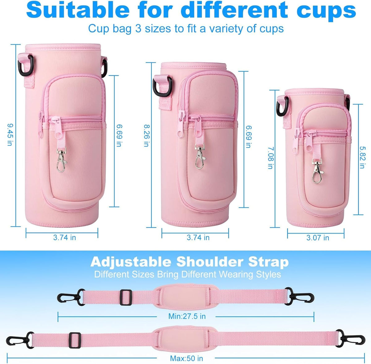 Regine Switzerland Water Bottle Holder - Sling Bag with Phone Pocket for Hydroflask 32oz/40oz | Ideal for Hiking & Travel