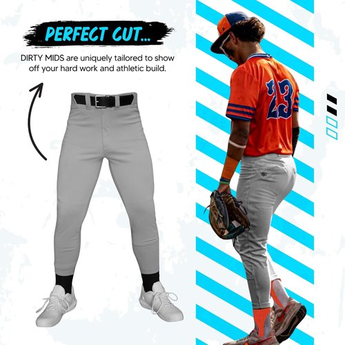 Dirty Mids Baseball Pants - Pro Fit with Reinforced Knees & Anti-Slip Waistband | Sizes XS-XL