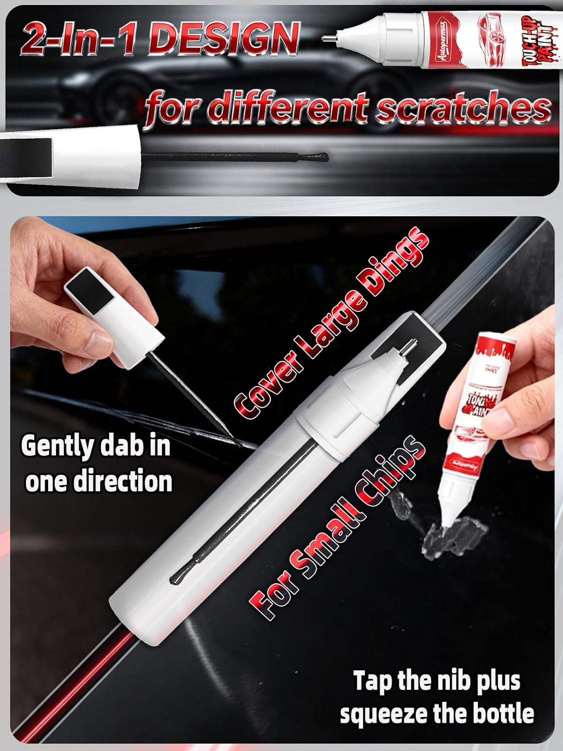 NH-830M Lunar Silver Metallic Car Touch Up Paint for Honda, Color Accurate Two-In-One Car Paint Scratch Repair Pen, Professional Scratch Remover for Vehicles Chips and Nicks Scuff