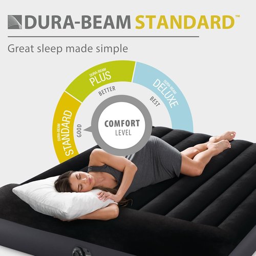 Intex Dura-Beam Air Mattress - Standard Pillow Rest with Fiber-Tech Construction | Comfortable Sleep