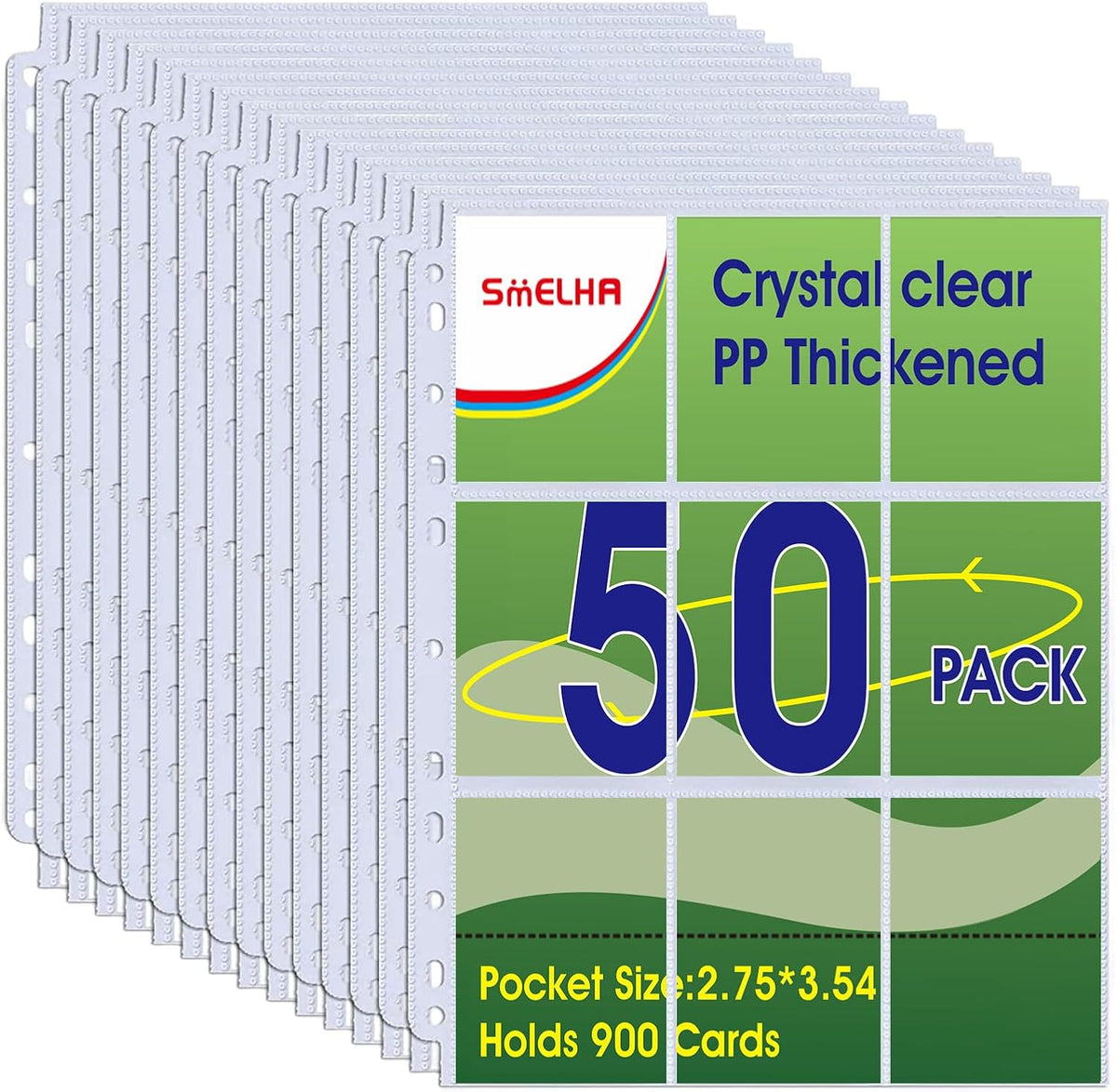 Skiennix 9 Pocket Page Protectors - 50 Pack Trading Card Sleeves for Baseball, MTG & More