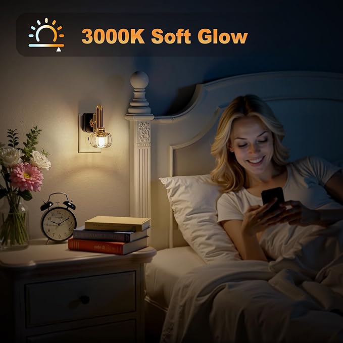 JandCase Night Light, Night Lights Plug into Wall, Glass LED Nightlight