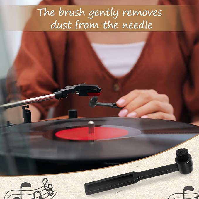 Ziliny 3 Pcs Vinyl Record Cleaning Brush Wooden Anti Static Dust Record Vinyl