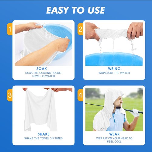 CSITE 3 Pack Cooling Hoodie Towels for Neck and Face, UPF 50 Sun Protection & Instant Cooling, Ice Towels for Hot Weather, Soft Breathable Towel for Sport, Work Out, Gym, Camping & More Activities