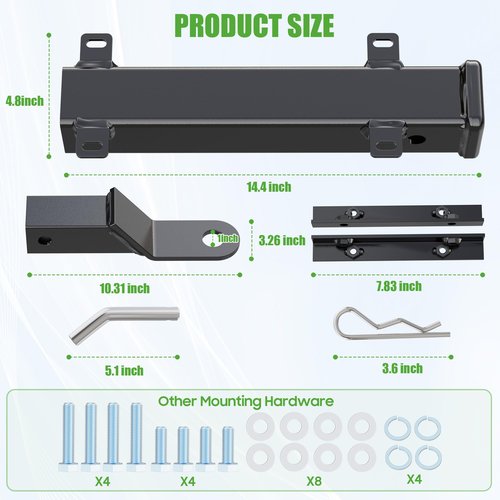 10L0L Heavy Duty Golf Cart Trailer Hitch Kit with 2" Receiver - Under Rear Seat/Footrest Mount, Universal Fit for Yamaha, EZGO, Club Car - Easy Installation