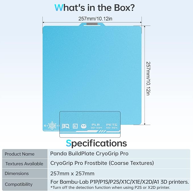 BIQU CryoGrip Pro Frostbite for Bambu-Lab P1S/P1P/P2S/X1C/X1E/X2D/A1 257x257mm