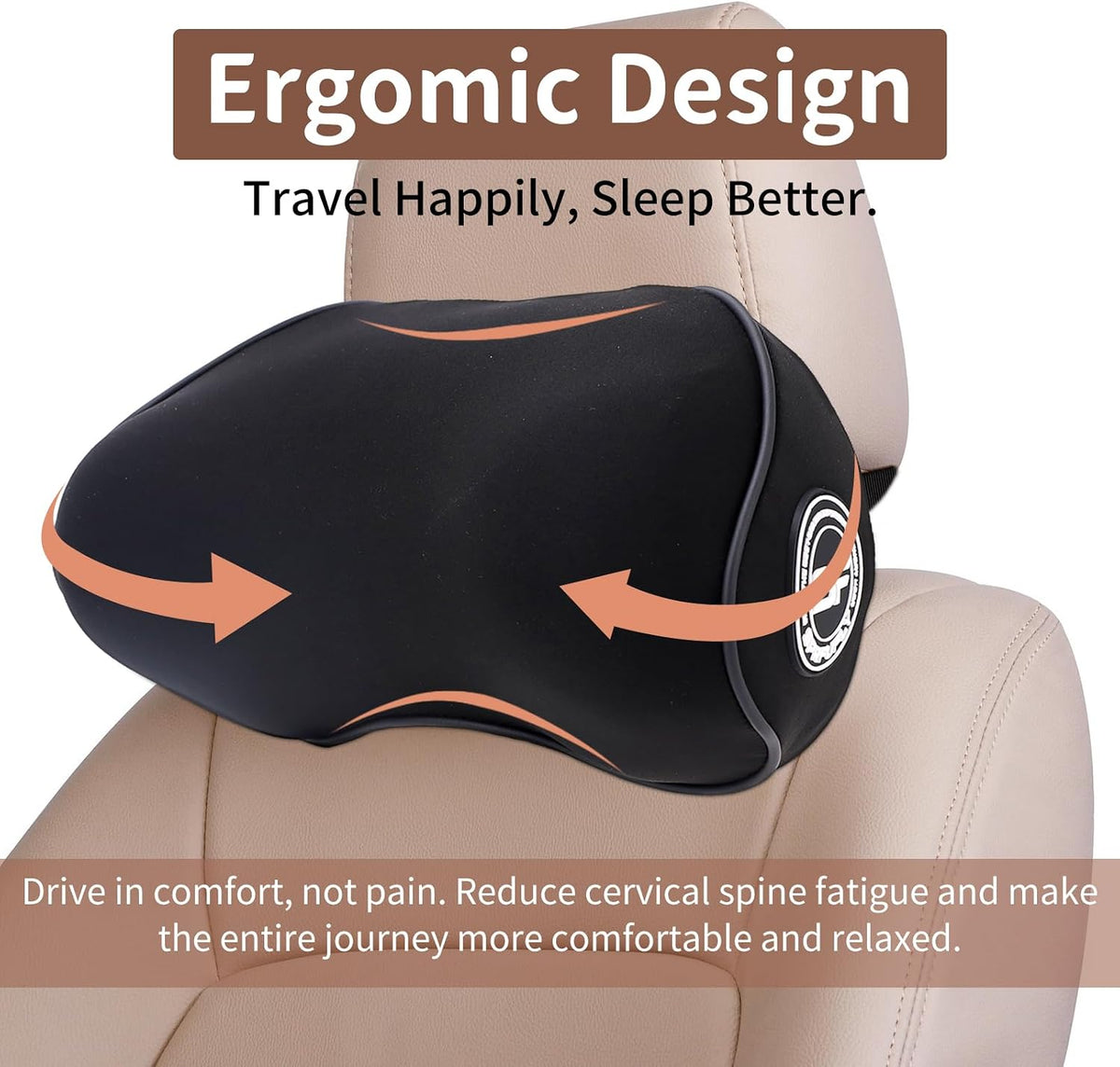 2 Pack - Car Headrest Pillow for Neck Support, 100% Memory Foam Car Neck Pillow with Sleep Mask - Universal Fit Head Rest Travel Pillow Car Pillow for Pain Relief While Driving(Contains 2 Eye Masks)