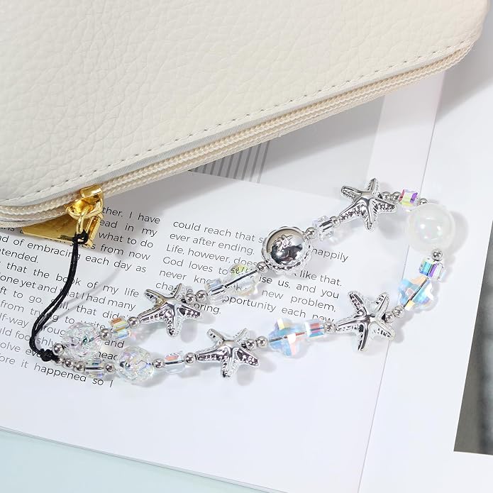 CMVFYL Beaded Camera Wrist Strap, Cute Phone Charms Strap, Pearl Bracelet Wrist