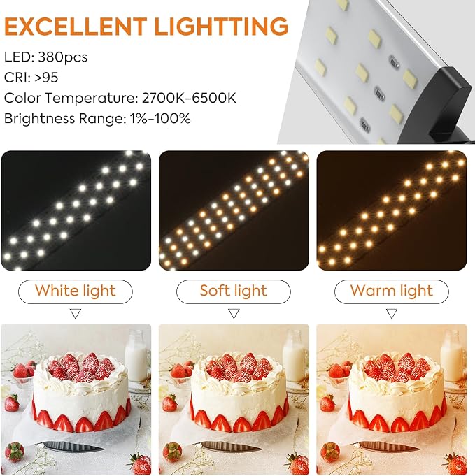 Bi-Color LED Photo Light Box 16x16 inch, 168 Dimmable LEDs Product Photography