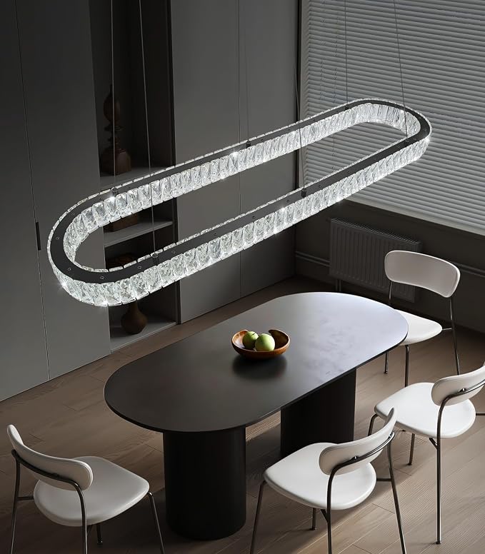 HAIXIANG Modern Crystal Chandelier Dimmable LED Long Chandeliers