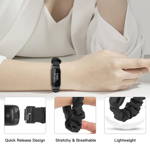 Folavii 2 Pack Compatible with Fitbit Inspire 3 Bands for Women Men, Scrunchie Stretchy Strap Cute Elastic Sport Replacement Fabric Cloth Wristband for Fitbit Inspire 3/Inspire 2