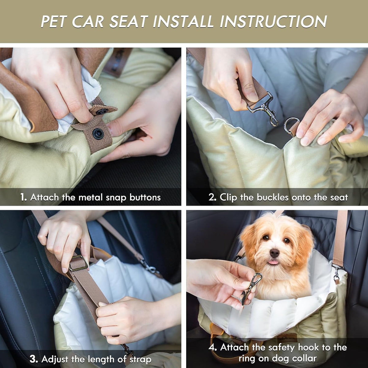 ClevaHome Small Dog Car Seat, Non-Slip Booster Seat for Dogs up to 10lbs