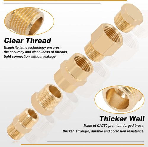 KOOTANS Brass Pipe Fittings Assortment Kit - 96PCS NPT Adapters, Reducers, Hex Nipples & More