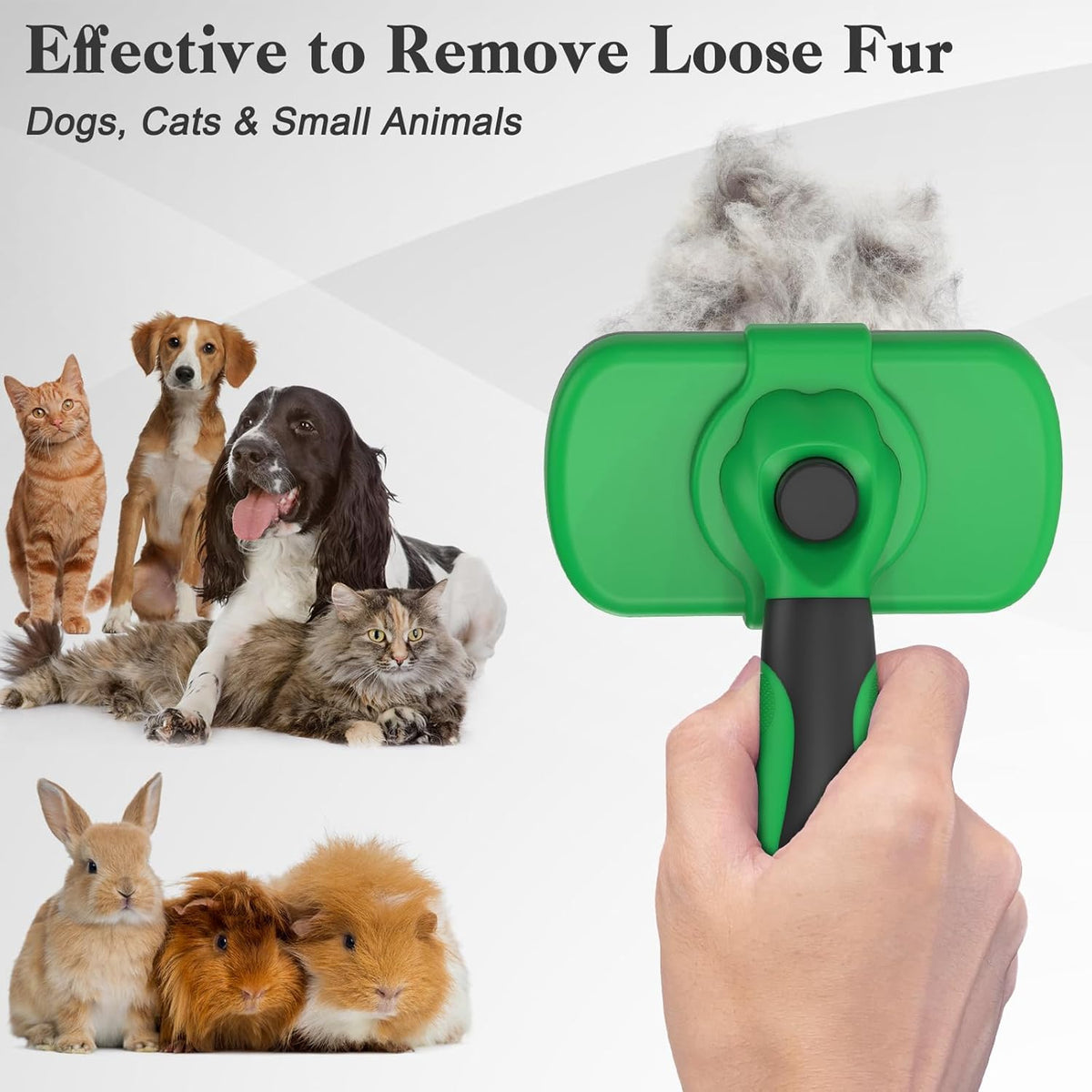 Swihauk Self-Cleaning Slicker Brush - Skin-Friendly Deshedding Tool for Dogs & Cats | Green