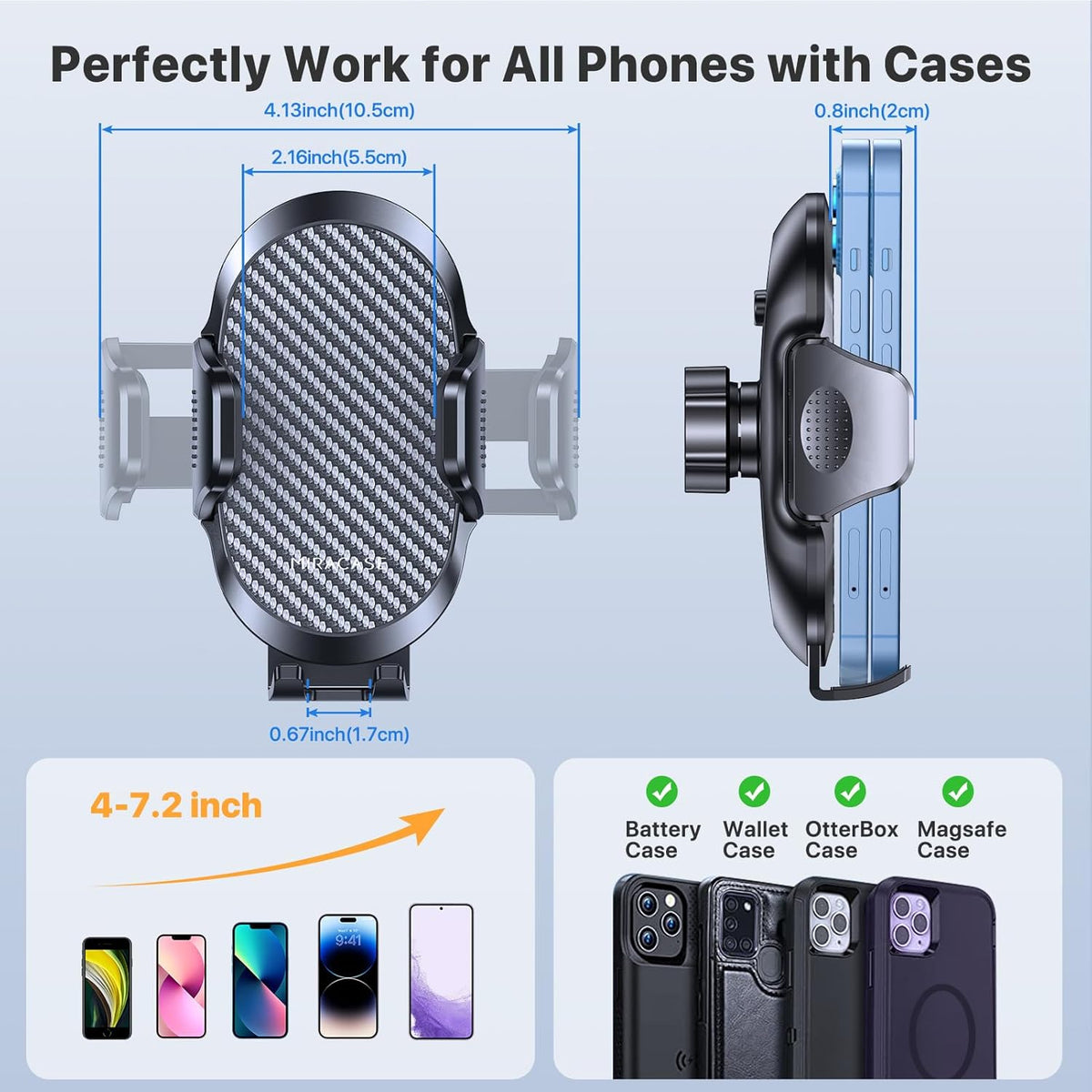 Miracase Phone Holders for Your Car with Metal Hook Clip, Air Vent Cell Phone Stand Car Mount, Universal Automobile Cradle for Garmin GPS Fit iPhone Android and All Smartphones, Dark Black