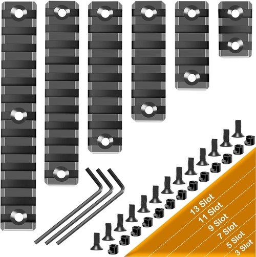 FENTUK Keymod Picatinny Rails Set - 3 to 13 Slot Options with T-Nuts & Screws - Black Finish
