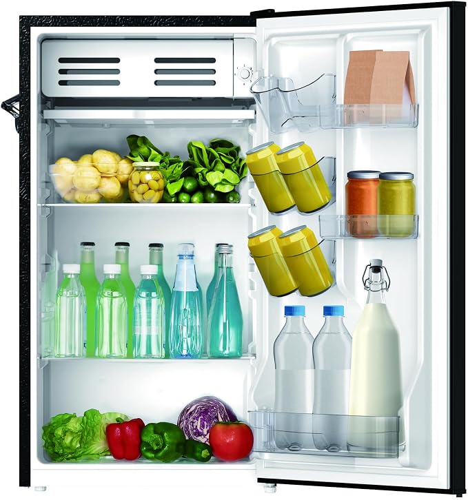 FRIGIDAIRE EFR376-BLACK 3.1 Cu Ft Black Retro Bar Fridge with Side Bottle Opener