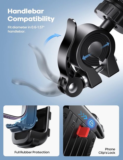 Lamicall Motorcycle Phone Holder - Secure Handlebar Mount for 4.7" to 6.8" Smartphones | Ideal for iPhone 17 Pro Max