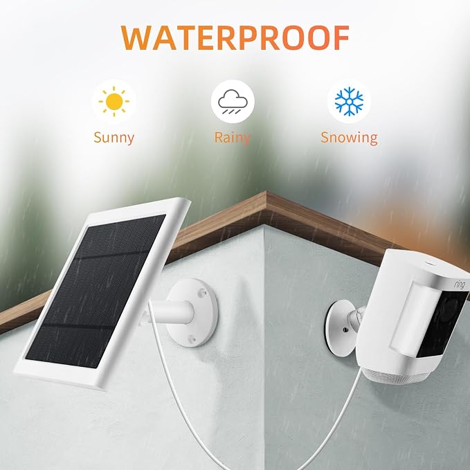 5 Pack IP65 Solar Panel for Rings Camera, 4W Solar Charger Compatible