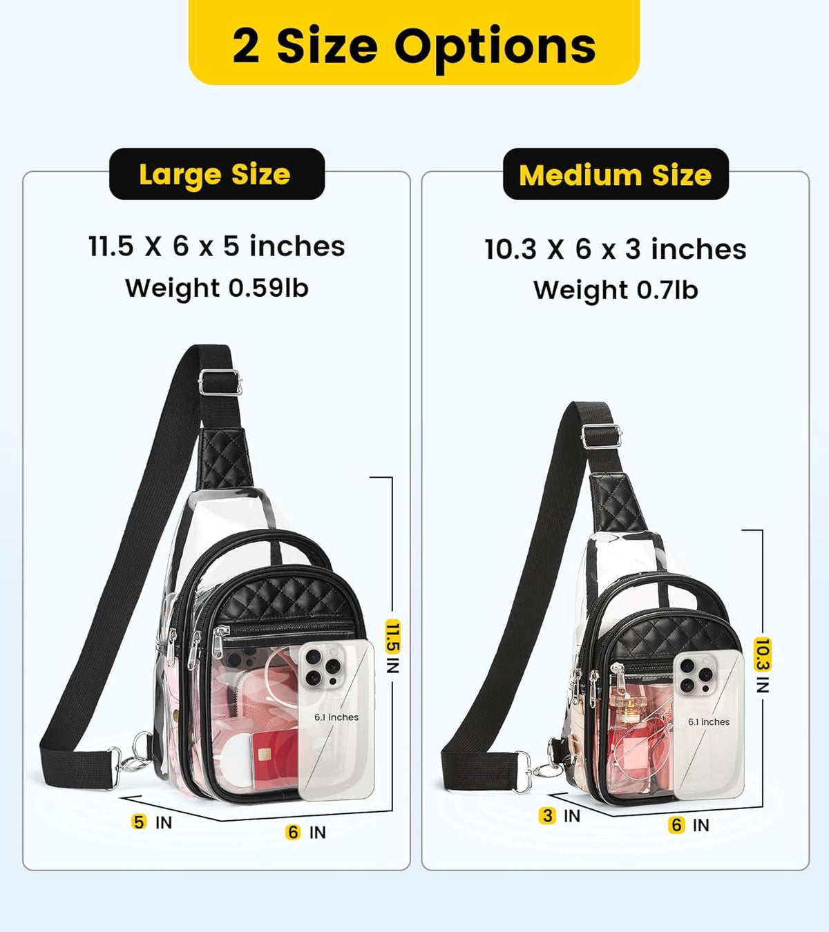 Vorspack Clear Stadium Bag - Stylish Crossbody Bag for Concerts & Sports Events | Transparent Design