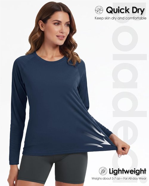 Boladeci Women's UPF 50+ Sun Protection Rash Guard | Lightweight Quick-Dry Long Sleeve Swim Shirt