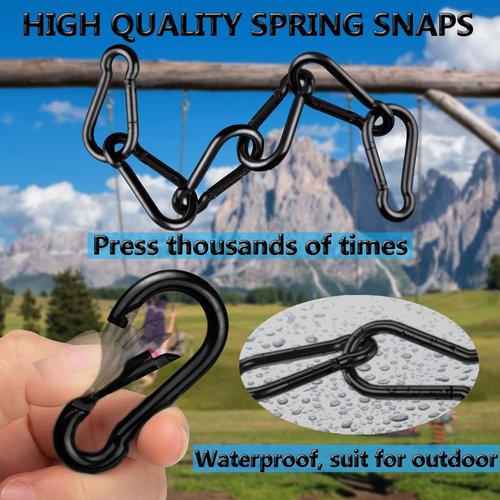 Heavy Duty Black Carabiner Clip by [Brand Name] - Spring Snap Hook for Camping, Hiking, Fishing & More