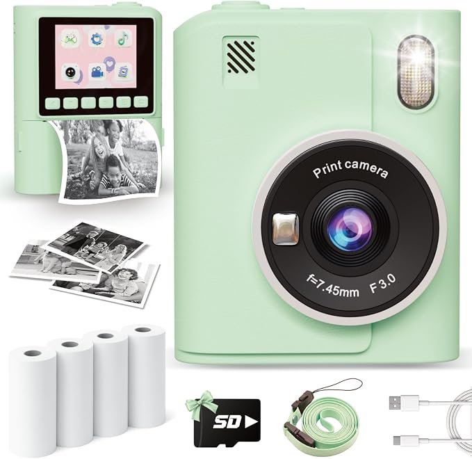 Instant Print Camera for Kids, 1080P Instant Digital Print Cameras for Toddler