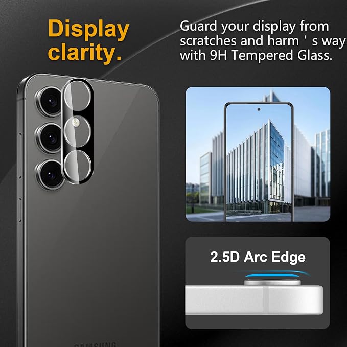 3 Pack Camera Lens Protector for Samsung Galaxy S24 Fe, Tempered Glass