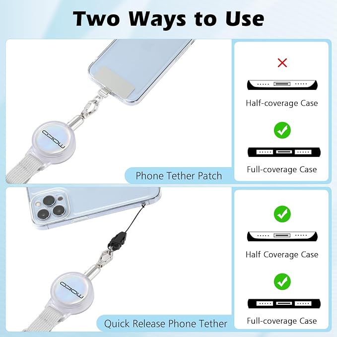 MoKo Anti-theft Phone Tether, Universal Phone Lanyard Retractable Steel Line