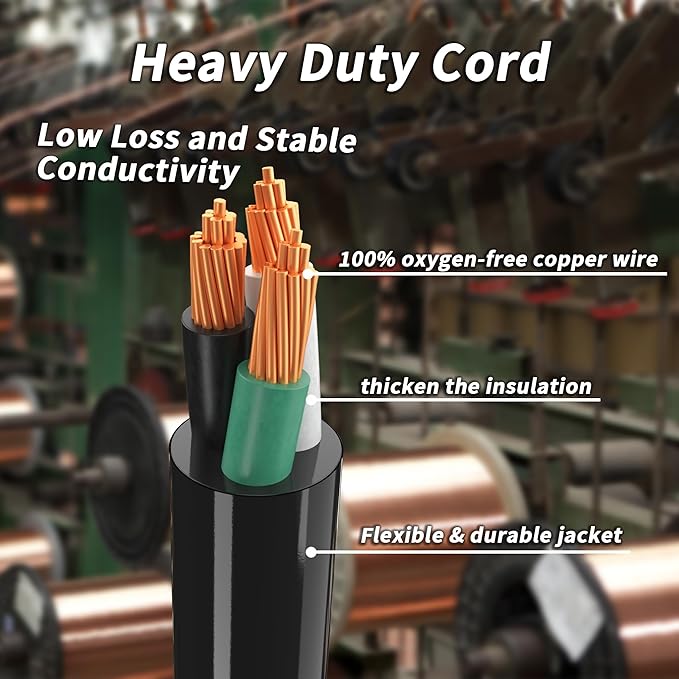 PlugSaf 200 ft 16 awg Outdoor Extension Cord Black, Cold Weatherproof -58°F, Flame Retardant, Flexible 3 Prong Electric Cord Waterproof for Lawn Office,10A 1250W 16AWG SJTW, ETL Listed