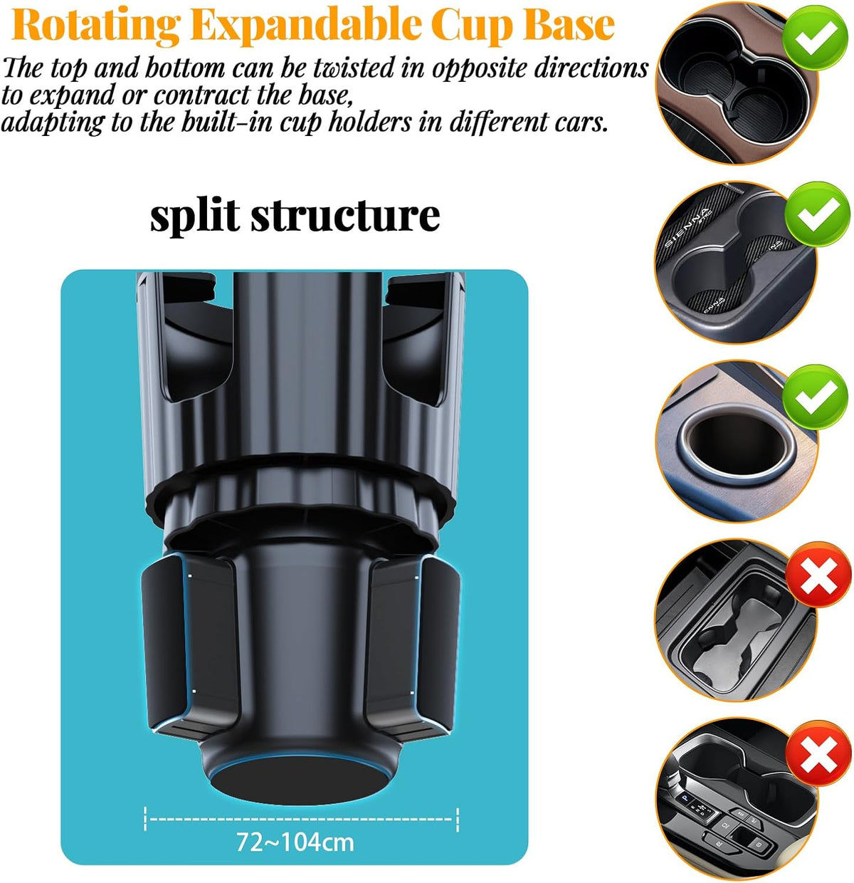 Cup Holder Car Tablet Mount forTruck-Phone Tablet Mount, 360° Rotation Cup Holder Expander for 10-40oz Drink Bottles Mugs, Universal Tablet Phone Holder Fits 4.5"-13" Smartphone & Tablet