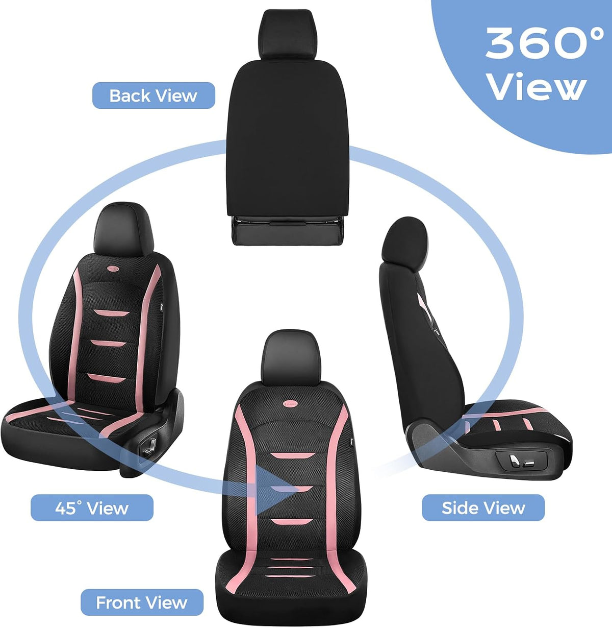 FLORICH Seat Cover, Car Seat Covers Front Set, Air Cool Mesh Thick Car Seat Covers, Car Seat Protector 2 Seats, Front Seat Covers Airbag Compatible, Breathable Automotive Seat Covers Fit for Most Cars
