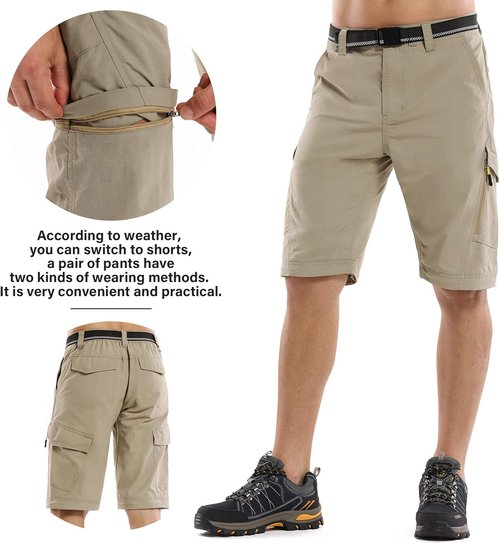 Jessie Kidden Men's Quick-Dry Convertible Hiking Pants - Ideal for Travel & Fishing | Versatile Design