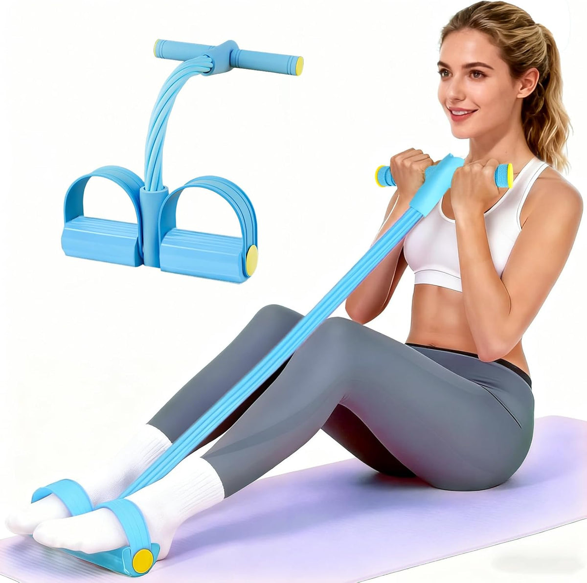 Pedal Resistance Bands - Upgrade 6-Tube Manual Tension Training | Natural Rubber for Full-Body Fitness