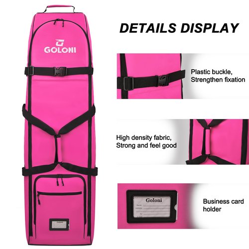 Goloni Golf Travel Bag with Wheels for Airlines, Heavy Duty Golf Club Travel Case, Water Resistant Golf Bag Cover for Air Travel, Portable Foldable Golf Luggage for Men Women