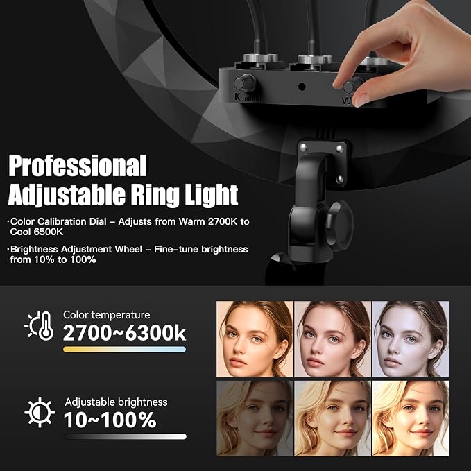 Ring Light with Stand and Phone Holder, Professional LED Circle Light with 78"