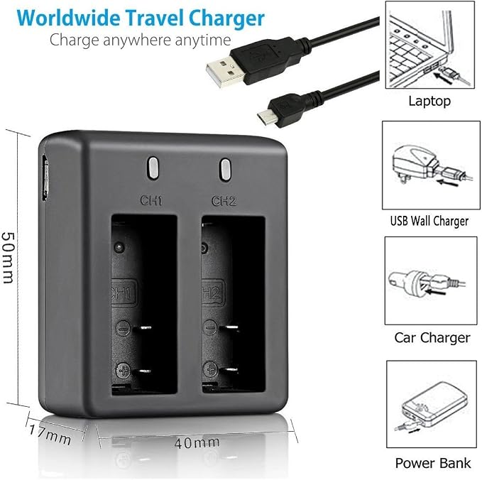 3 x 1050mAh Rechargeable Action Camera Battery