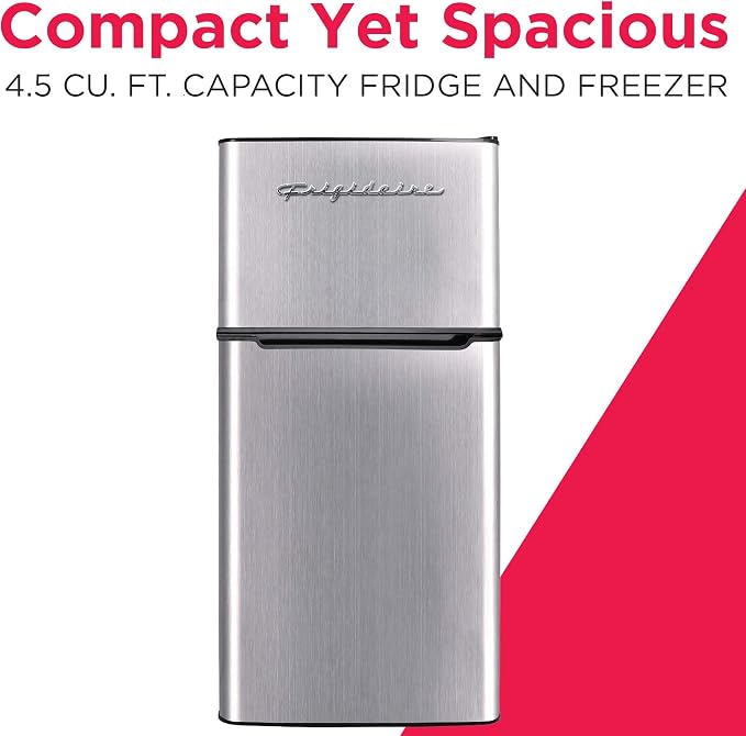 Frigidaire EFR451 Refrigerator with Top Freezer - 2 Door Fridge with 4.6 Cu Ft, Platinum Series, Stainless Steel