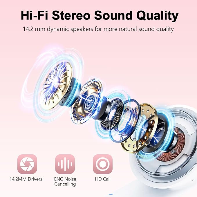 Wekily Wireless Earbuds, Bluetooth 5.3 Headphones LED Power Display, 2025 New Wireless Earphones, 4 ENC Noise Cancelling Mic, HiFi Stereo, 48H Playtime Mini Case IP7 Waterproof for iOS Android