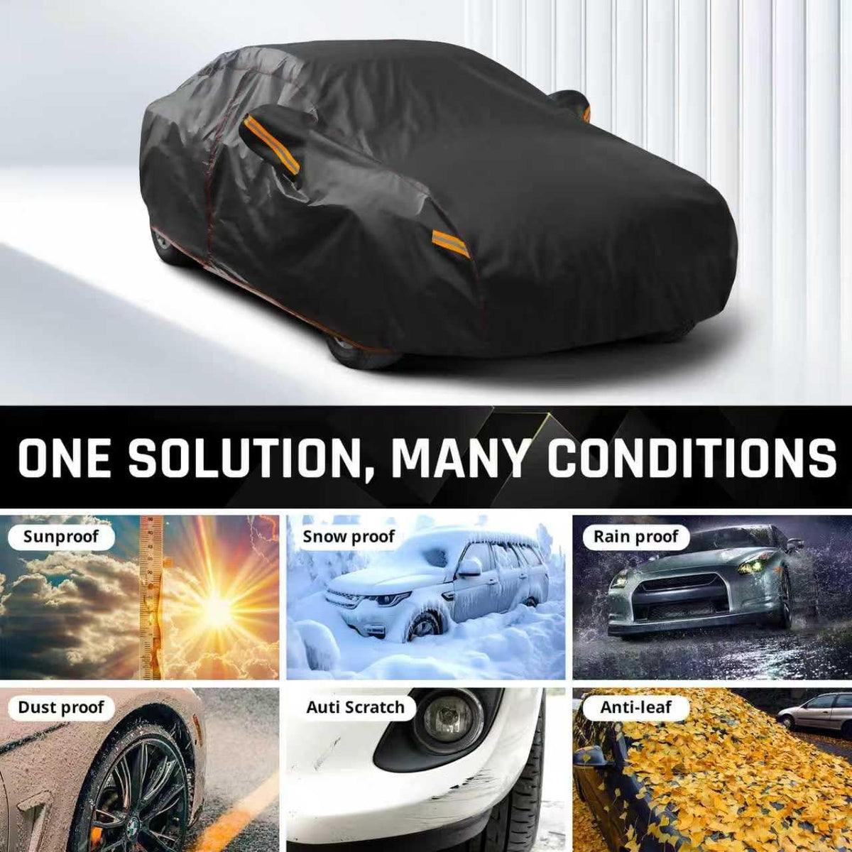 6 Layer Heavy Duty SUV Car Cover Waterproof All Weather Protection with Cotton Liner, Universal Fit Ford Explorer, Toyota Highlander, Honda Pilot, Dodge Durango, BMW X5 X6, Lexus RX LX