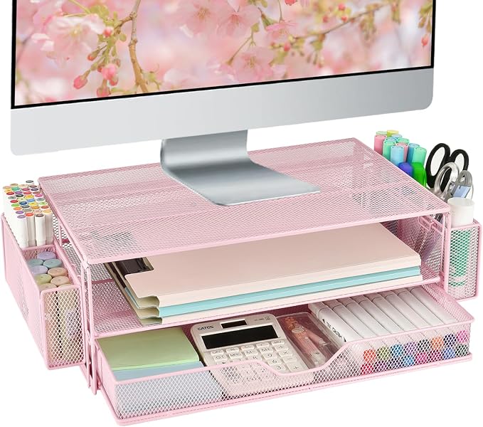 AUPSEN Computer Monitor Stands Riser，2-Tier Desk Organizers and Accessories