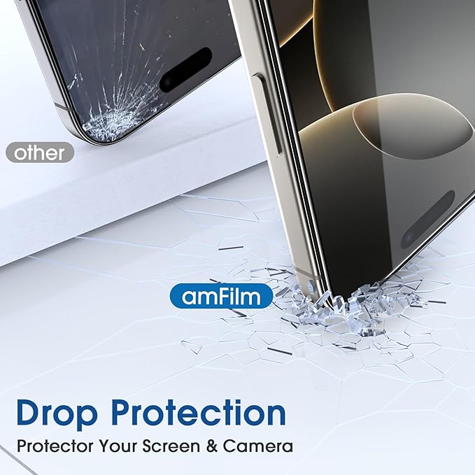 amFilm Auto-Alignment OneTouch for iPhone 16 Pro Screen Protector + Camera Lens